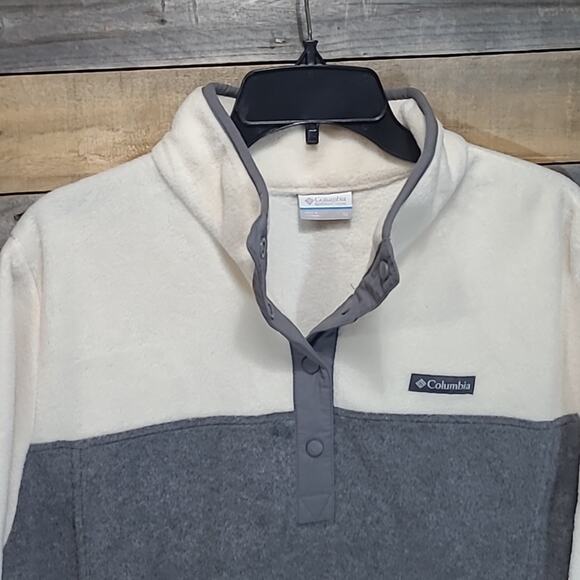 Columbia Pullover Fleece Jacket Half Snap Bentln Springs Gray White Womens 1X - Picture 3 of 9